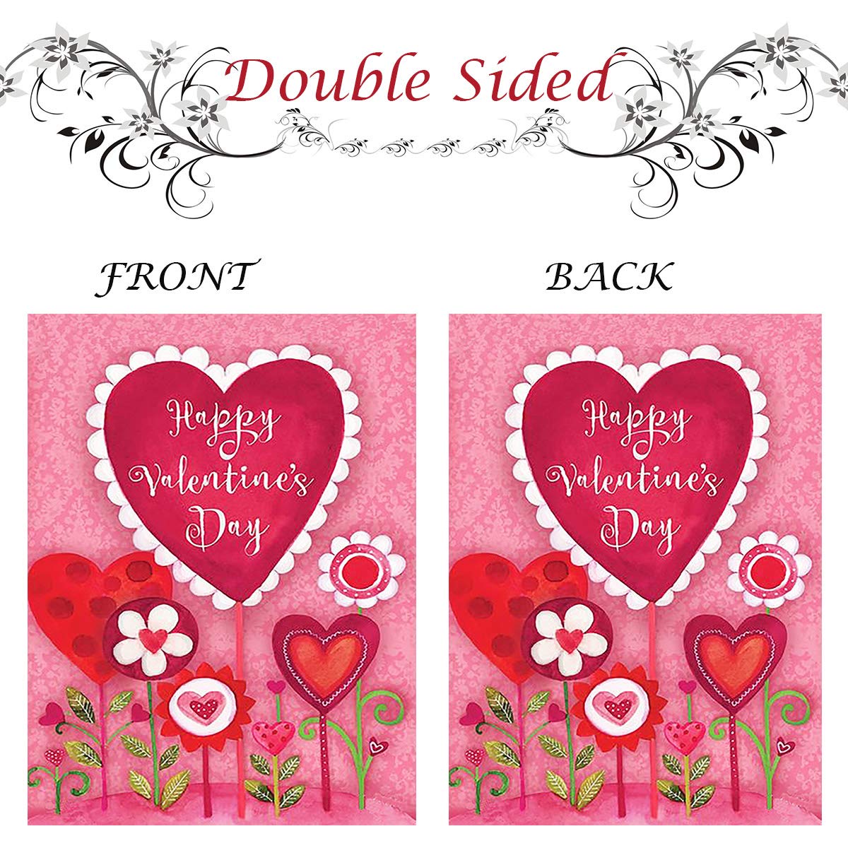 Amazon.com : Happy Valentine's Day Love Heart Flowers Pink Double